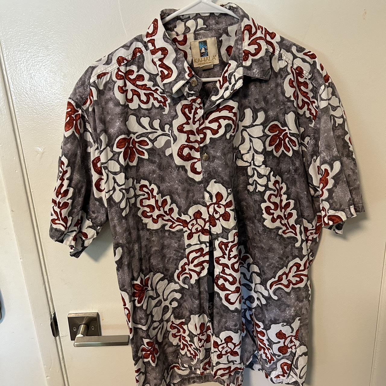 Vintage Hawaiian shirt Button down Bright floral - Depop