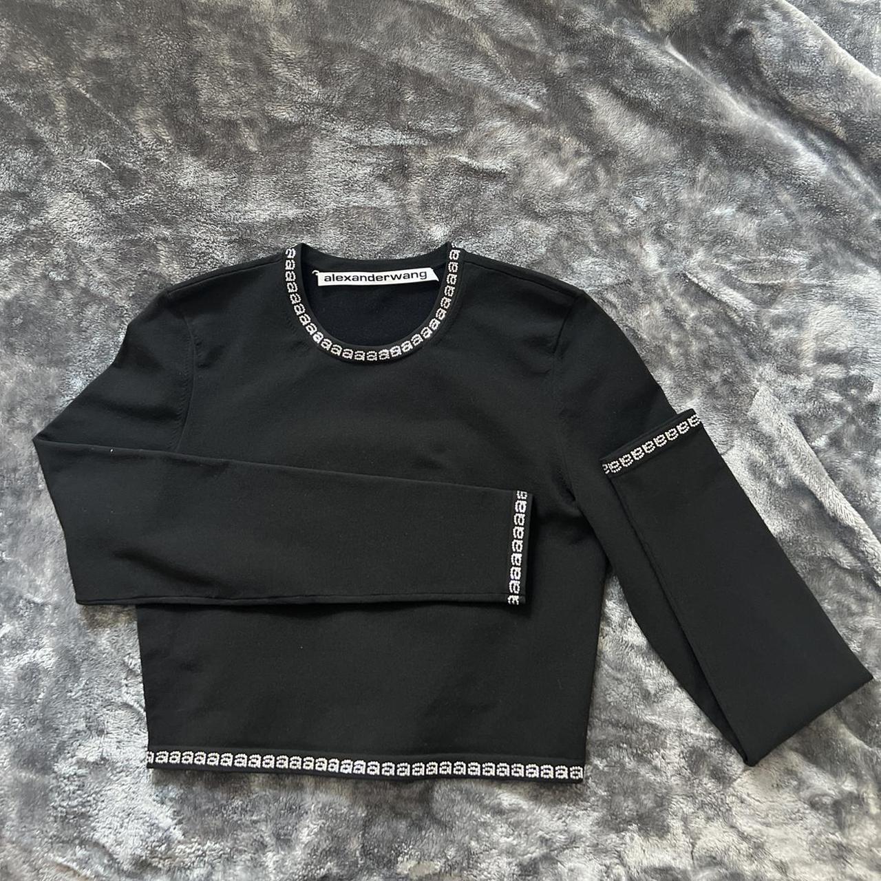 Alexander Wang: Black Cropped Long Sleeve T-Shirt