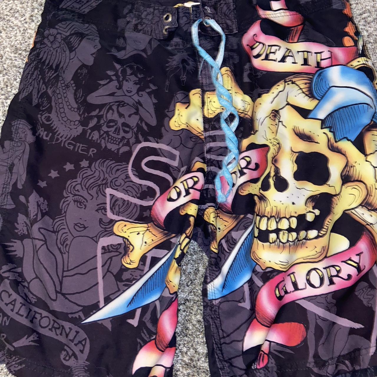 Ed hardy surf or die shorts. Swim trunks like new.... Depop