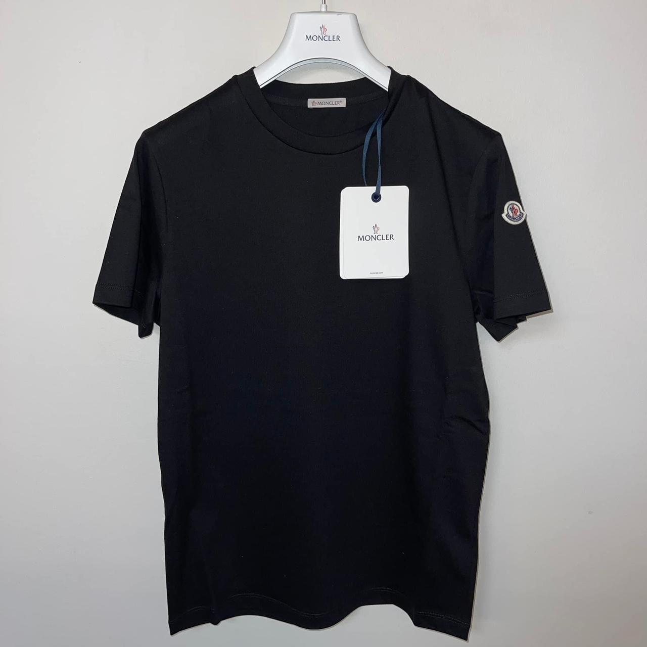 Moncler Mens logo tshirts in black Size S - 19,5’... - Depop