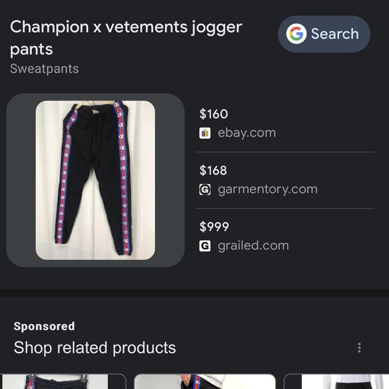 Champion x shop vetements joggers