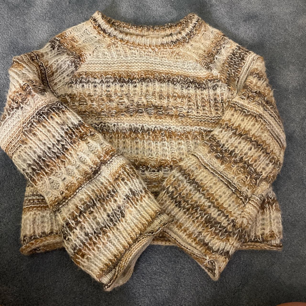 Brown and cream knit sweater Never worn #knit... - Depop