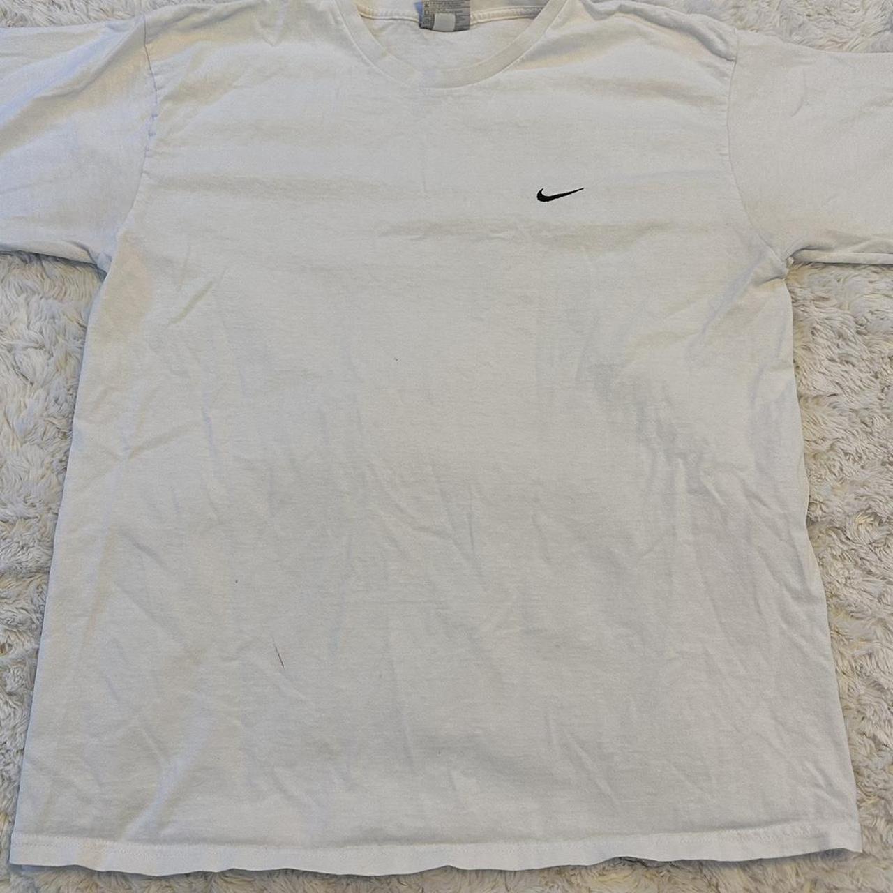 - White Nike swoosh Tshirt - SIZE: Large - Slight... - Depop