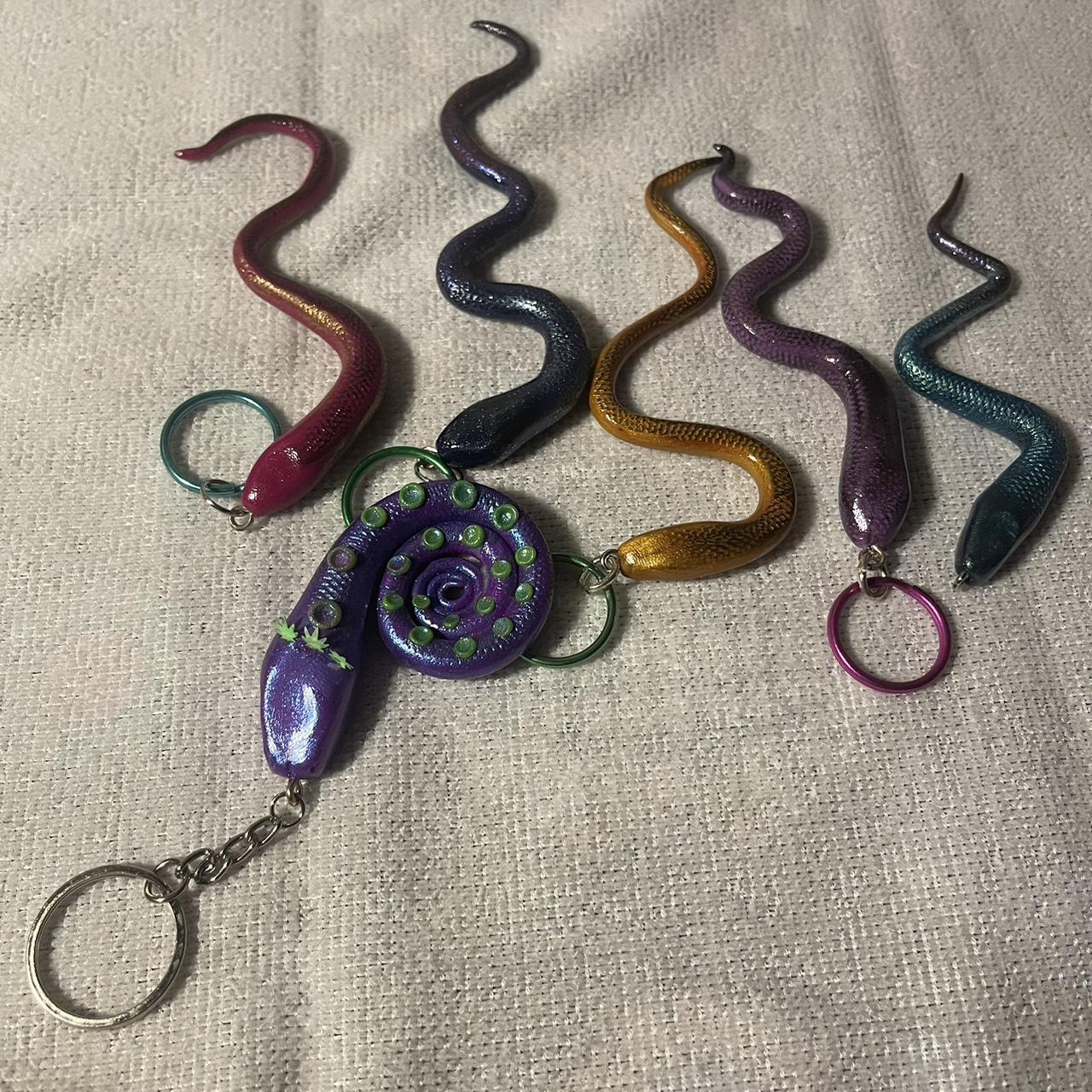 Polymer clay snakes key chains 5 each Depop