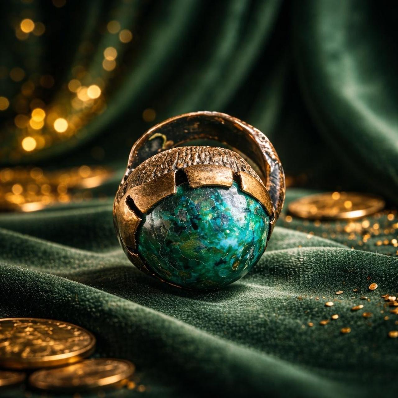 Women's Ring - Multi/Silver – Chrysocolla ring wi… - image 1