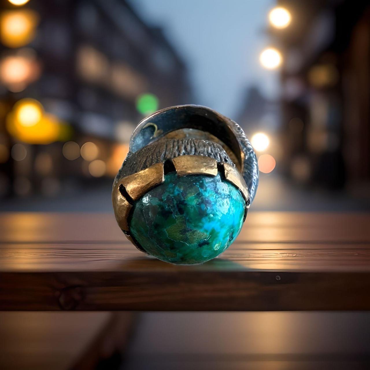 Women's Ring - Multi/Silver – Chrysocolla ring wi… - image 3