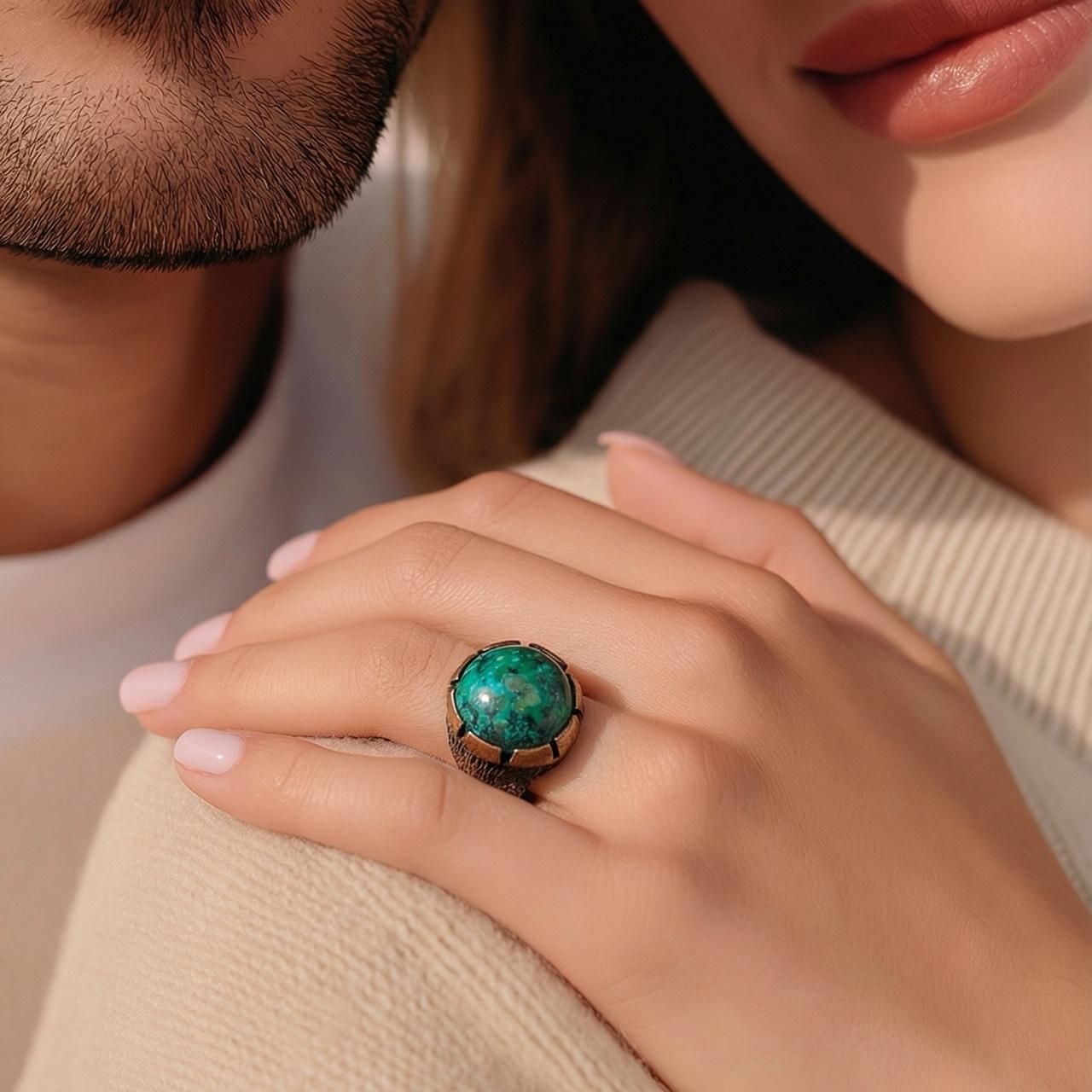 Women's Ring - Multi/Silver – Chrysocolla ring wi… - image 4