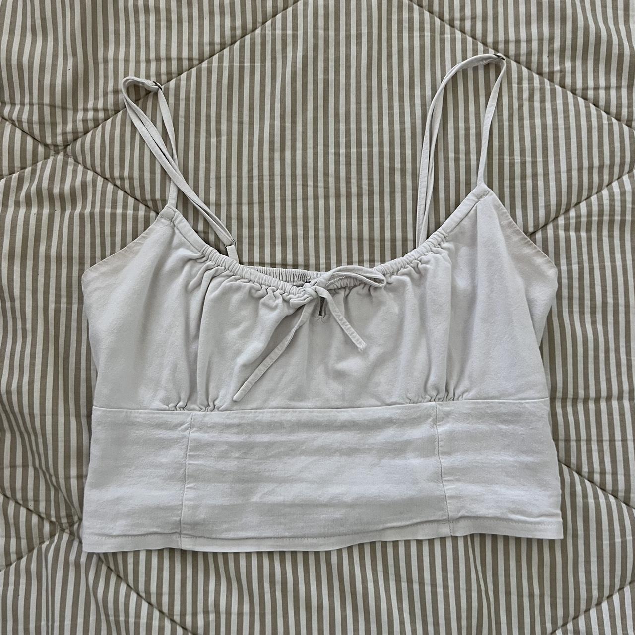 Brandy Melville White tank top 🤍 - adjustable bow - Depop