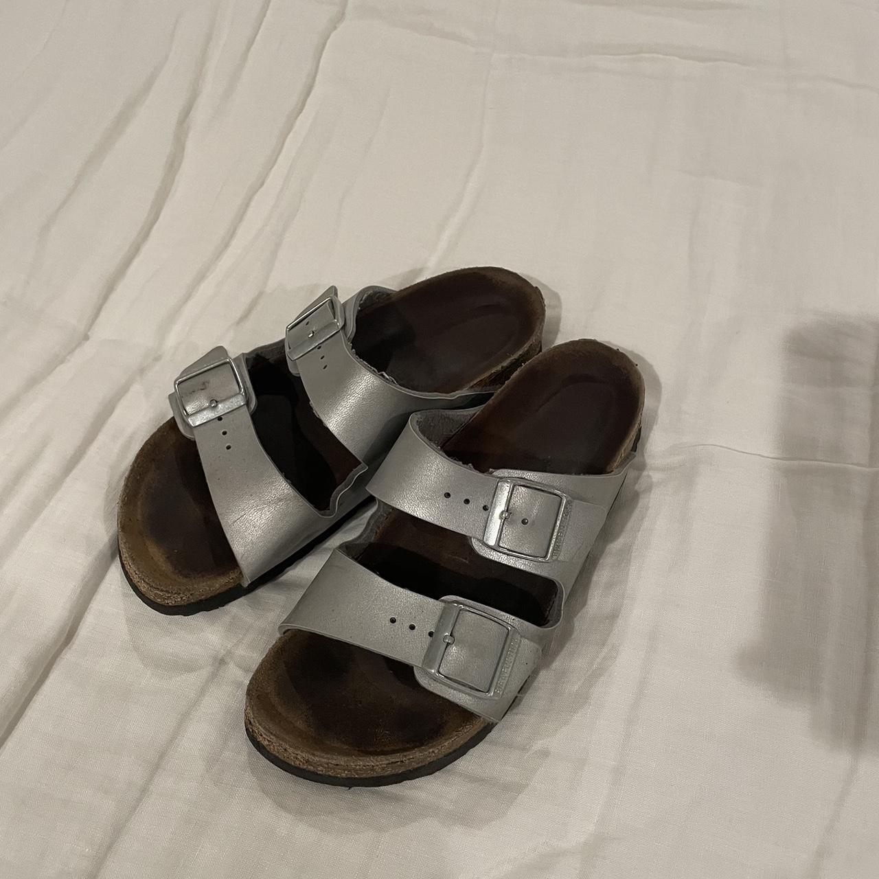 silver birkenstocks