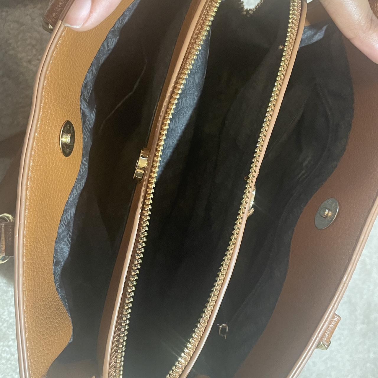 brown faux leather steve madden weekender bag, super - Depop