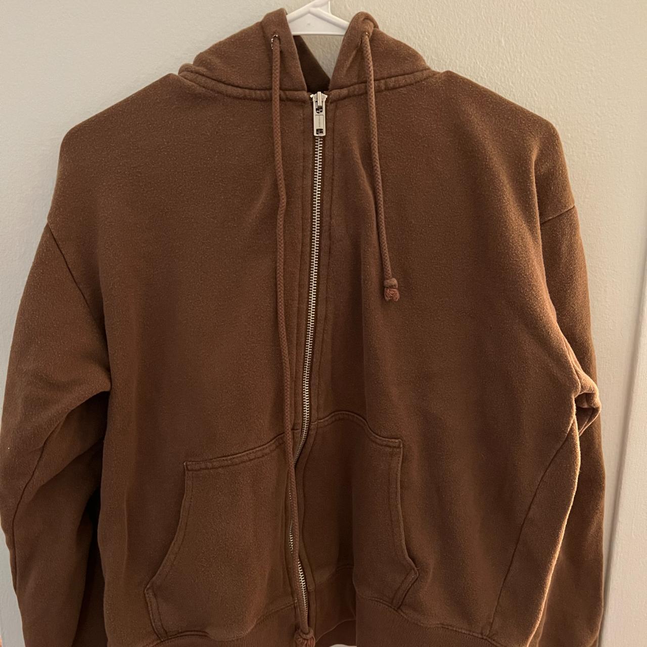 Brandy Melville, Jackets & Coats, Brandy Melville Brown Zip Up Hoodie And  Super Soft