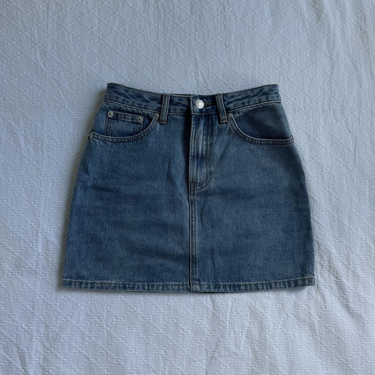 GLASSONS mid rise navy denim skirt Worn a few times,... - Depop