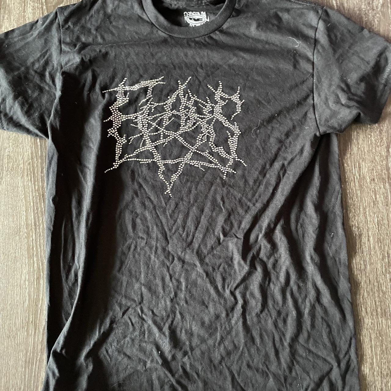 Men's black rhinestone shirt y2k from zumiez Depop