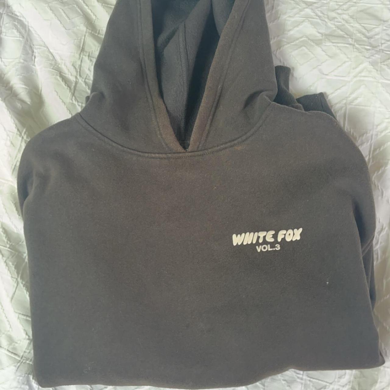 white fox offstage hoodie shadow bit faded size S/M... - Depop