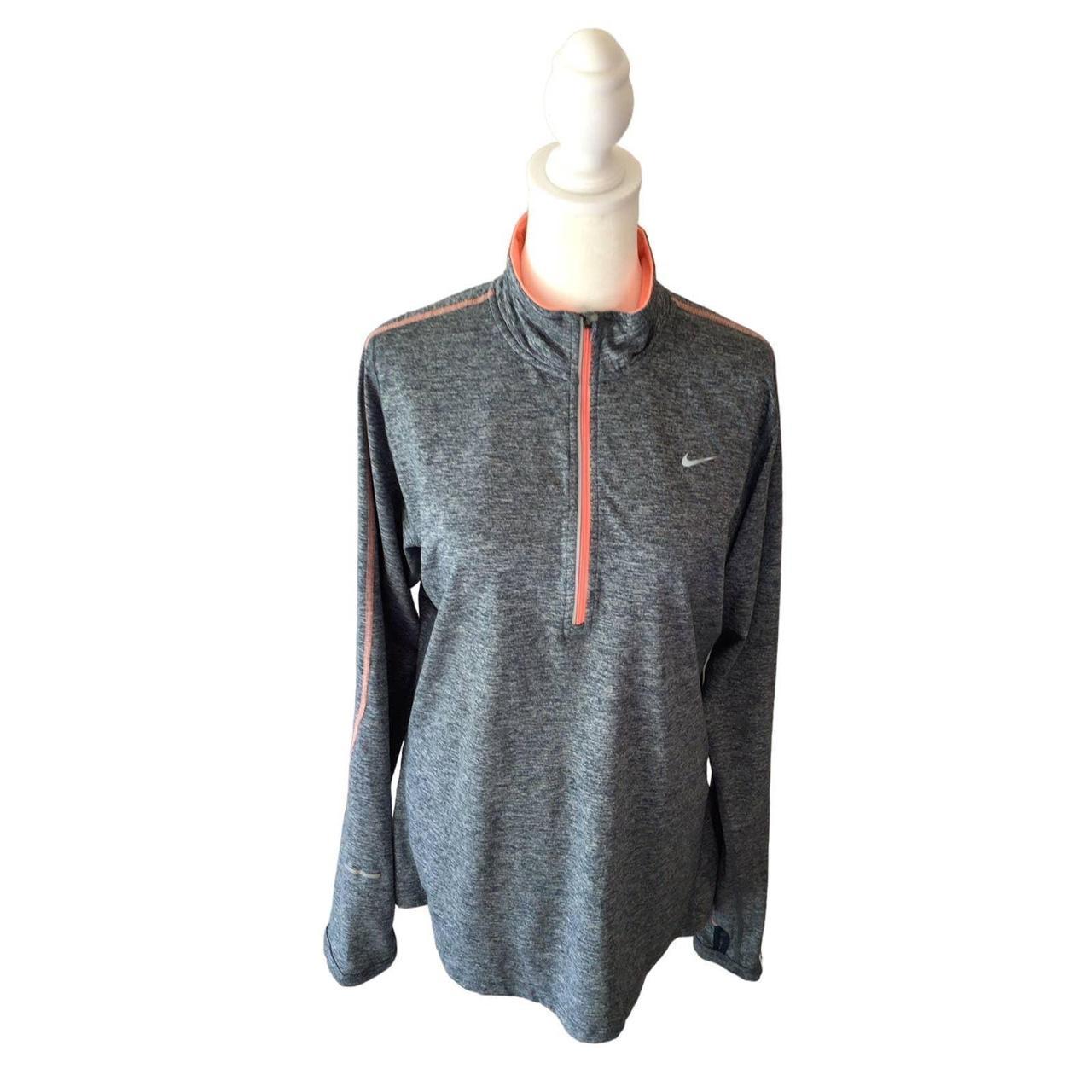 Nike Element Dri-Fit 1/2 zip grey and orange Depop
