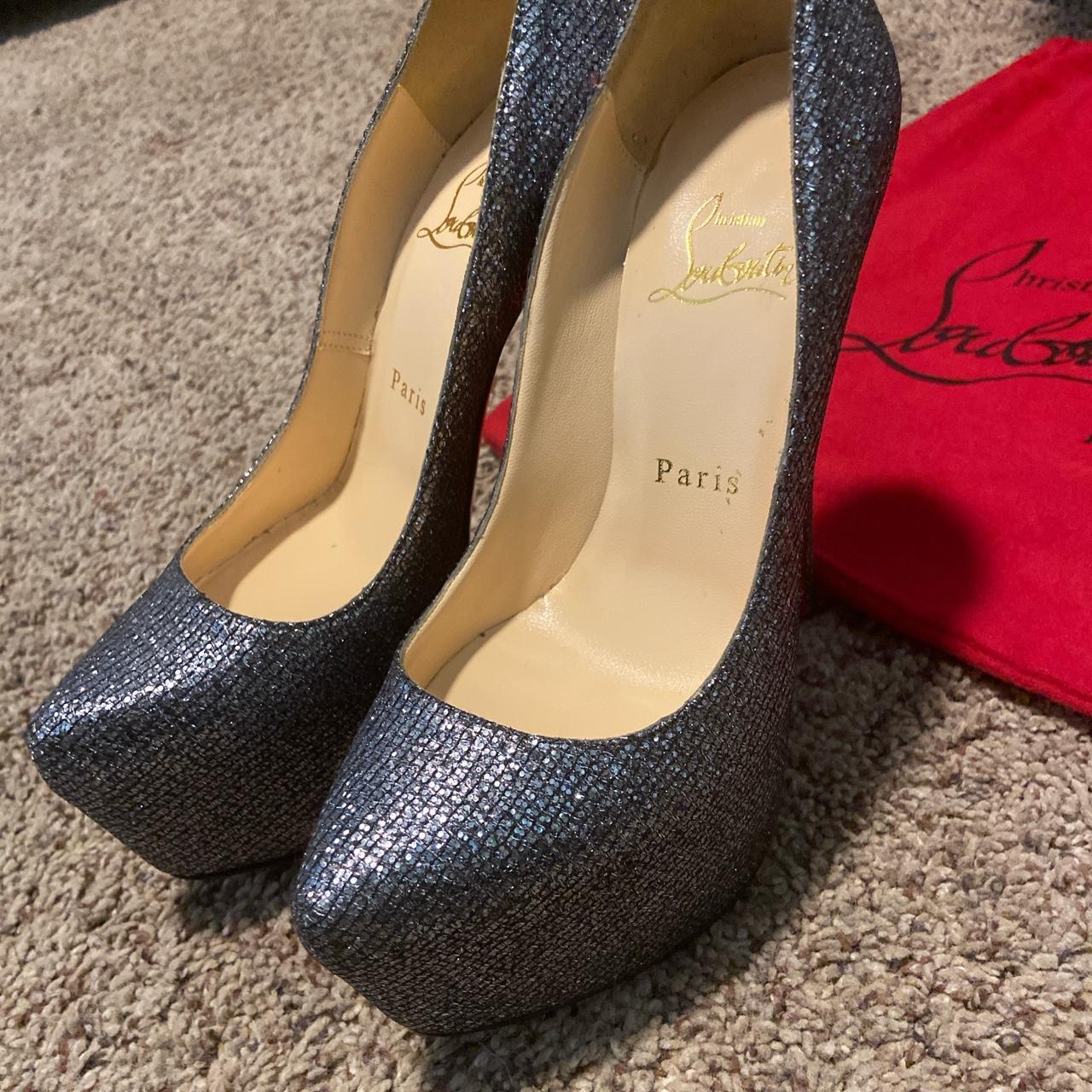 Silver glitter louboutin heels online