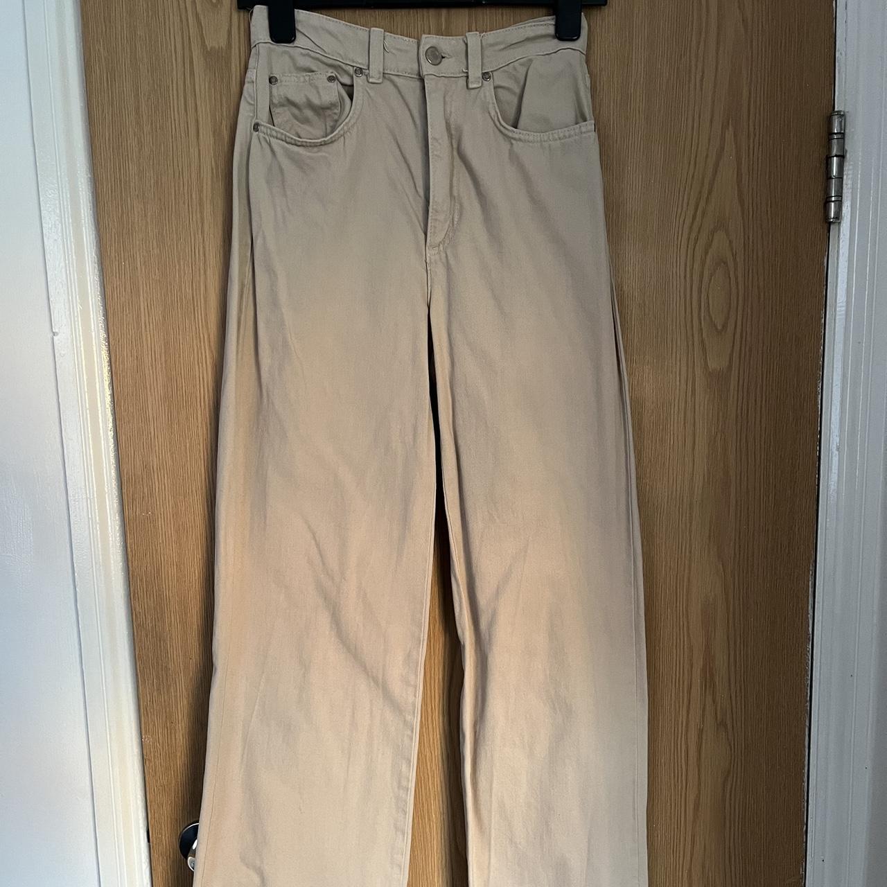 Camel Stradivarius wide leg jeans #stradivarius... - Depop