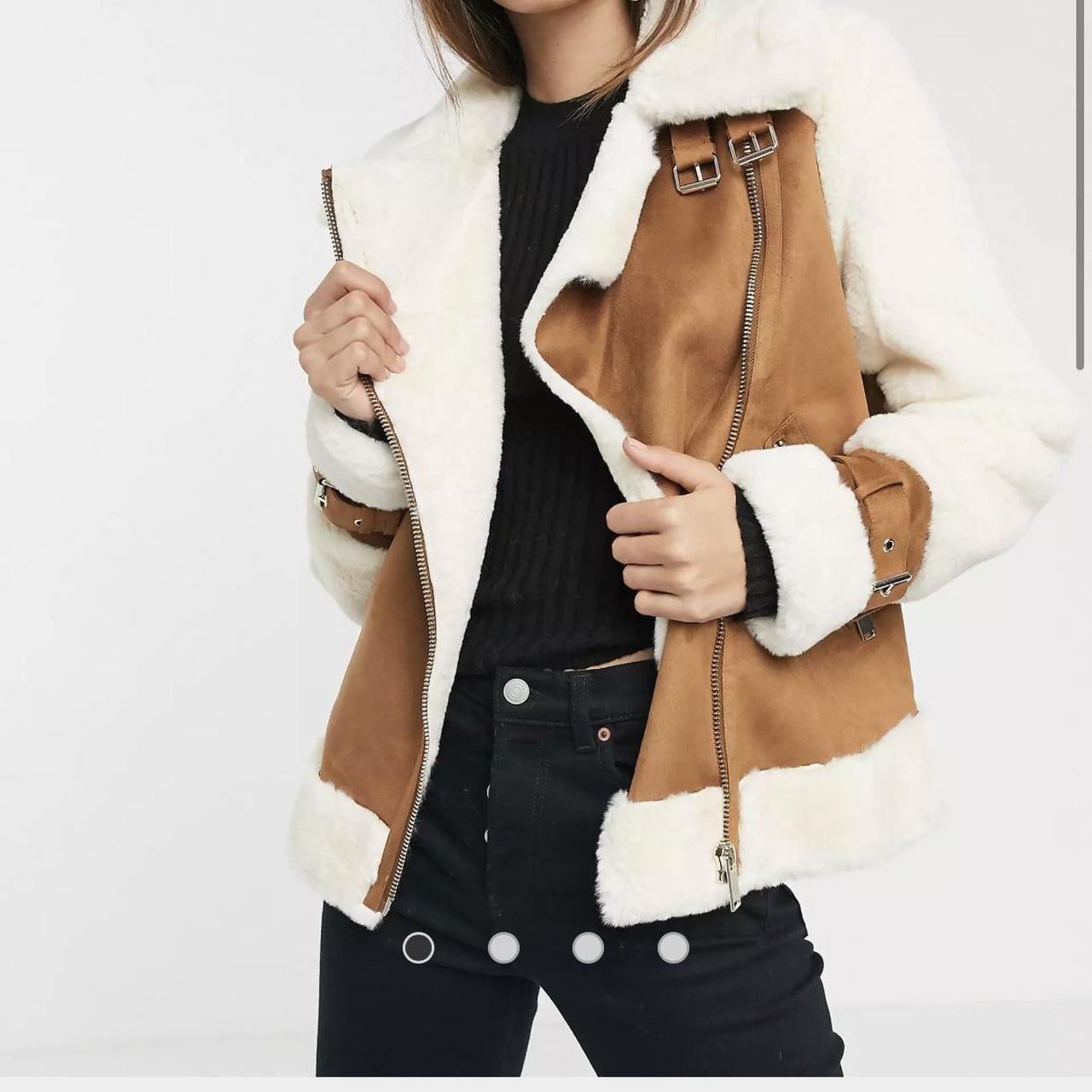 Suede River Island Cream Aviator Jacket River Island Faux Suede