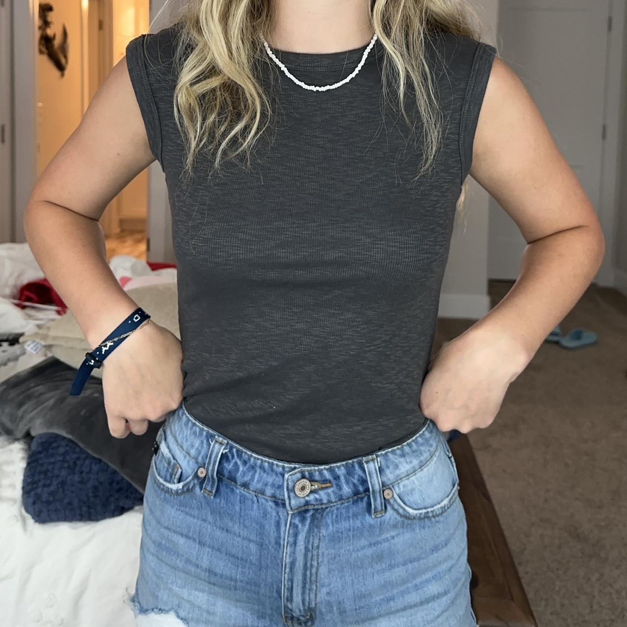 gray body suit tank top Depop