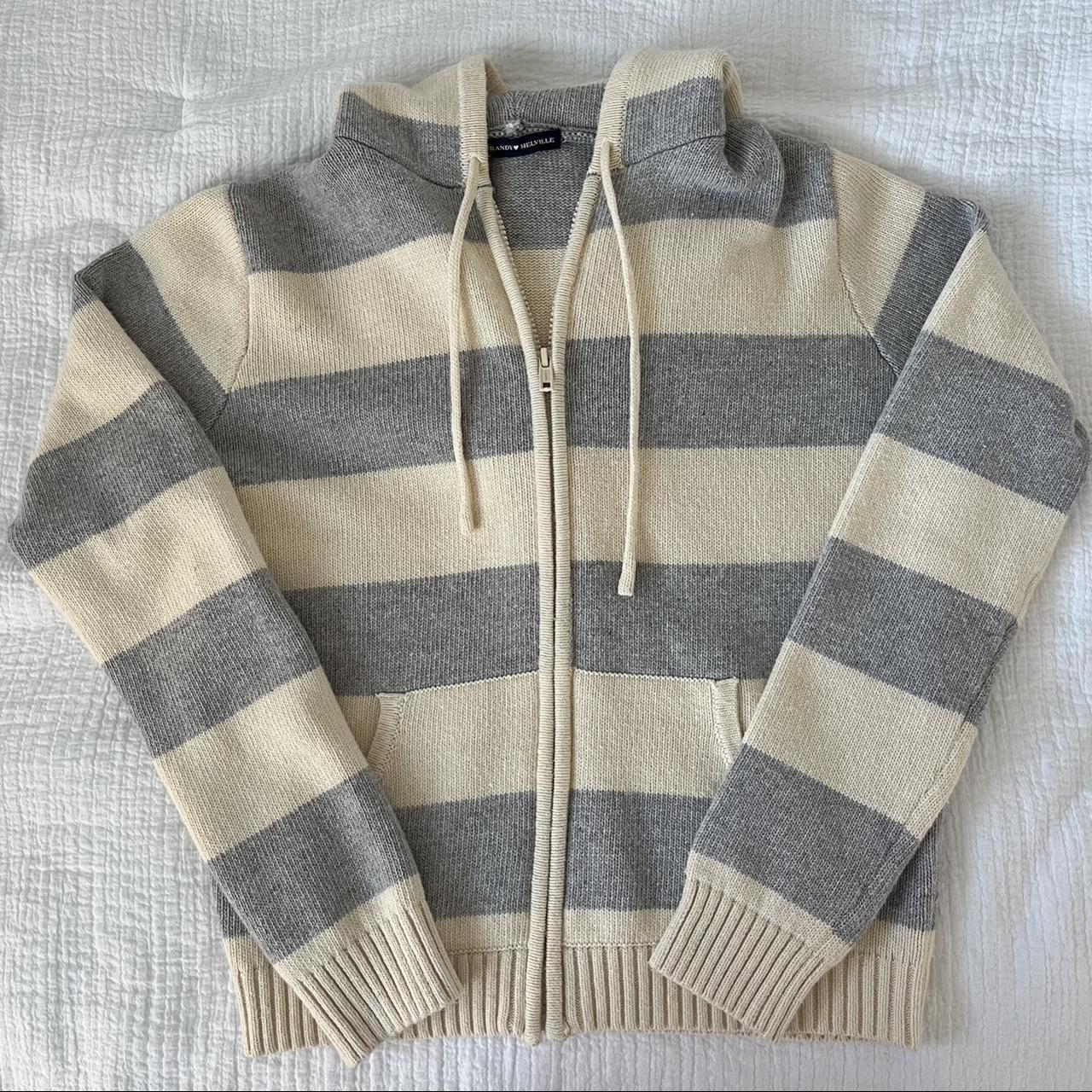 super cute brandy melville striped wool zipup... Depop
