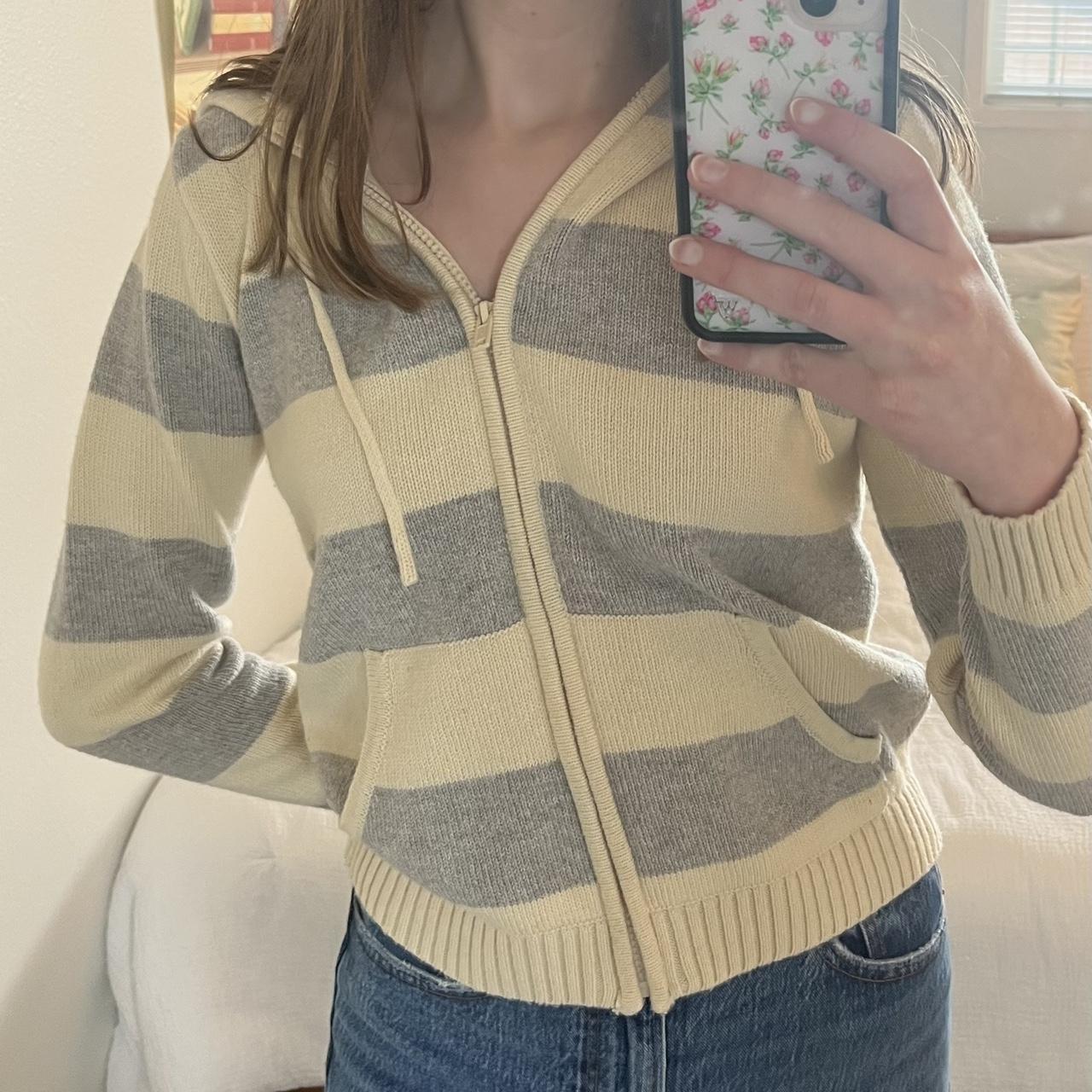 super cute brandy melville striped wool zipup... Depop
