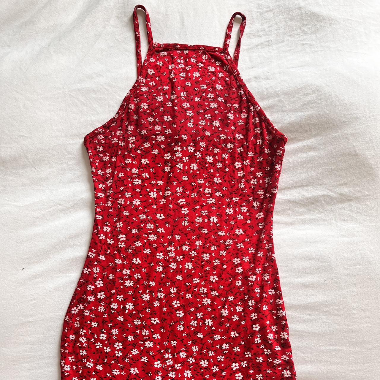 red floral bodycon dress brought from shein size:... - Depop