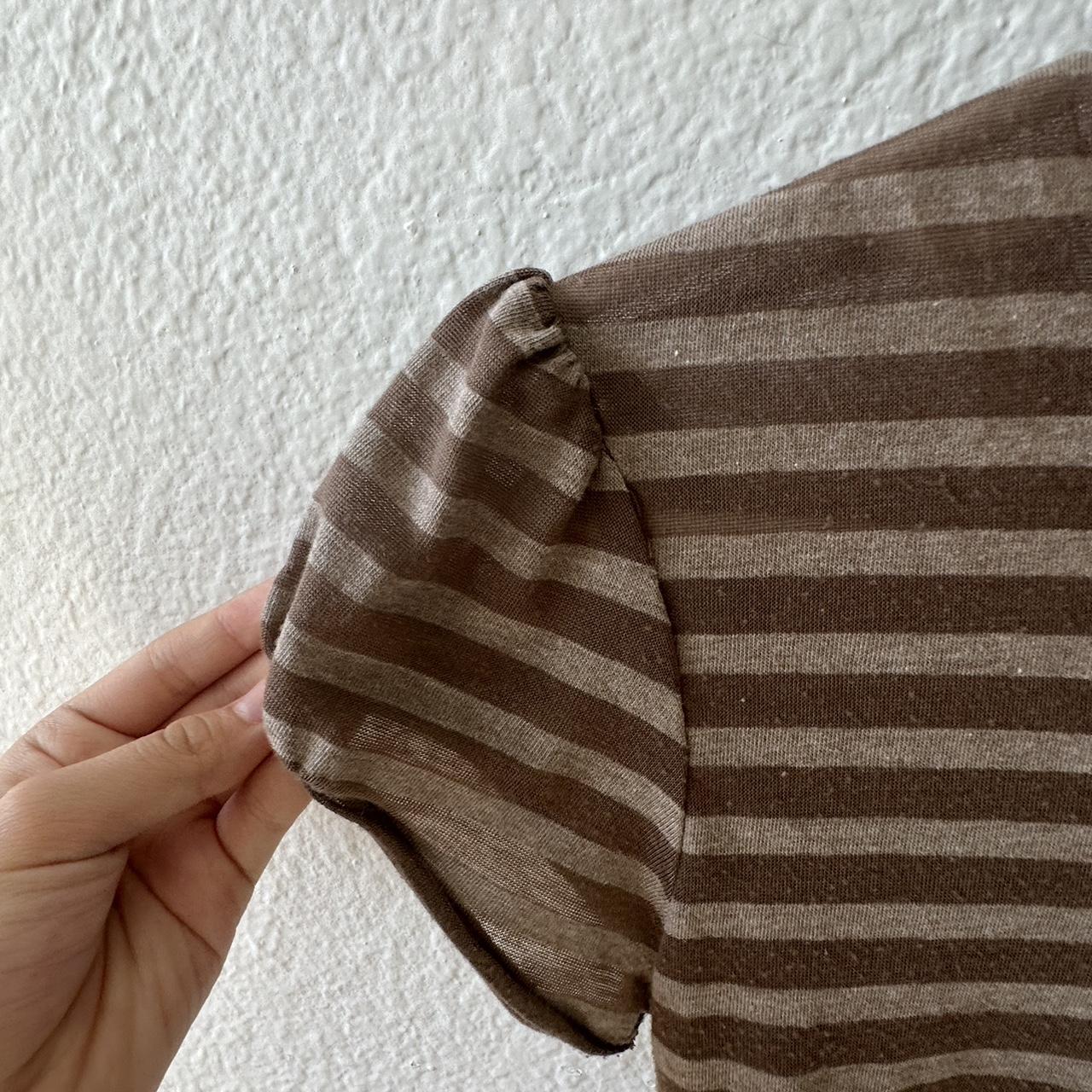 y2k brown puff sleeve top fits like a size... Depop