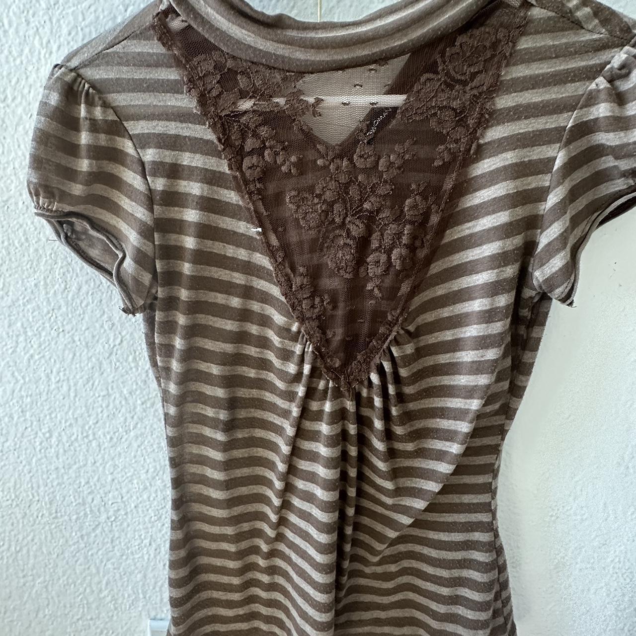 y2k brown puff sleeve top fits like a size... Depop