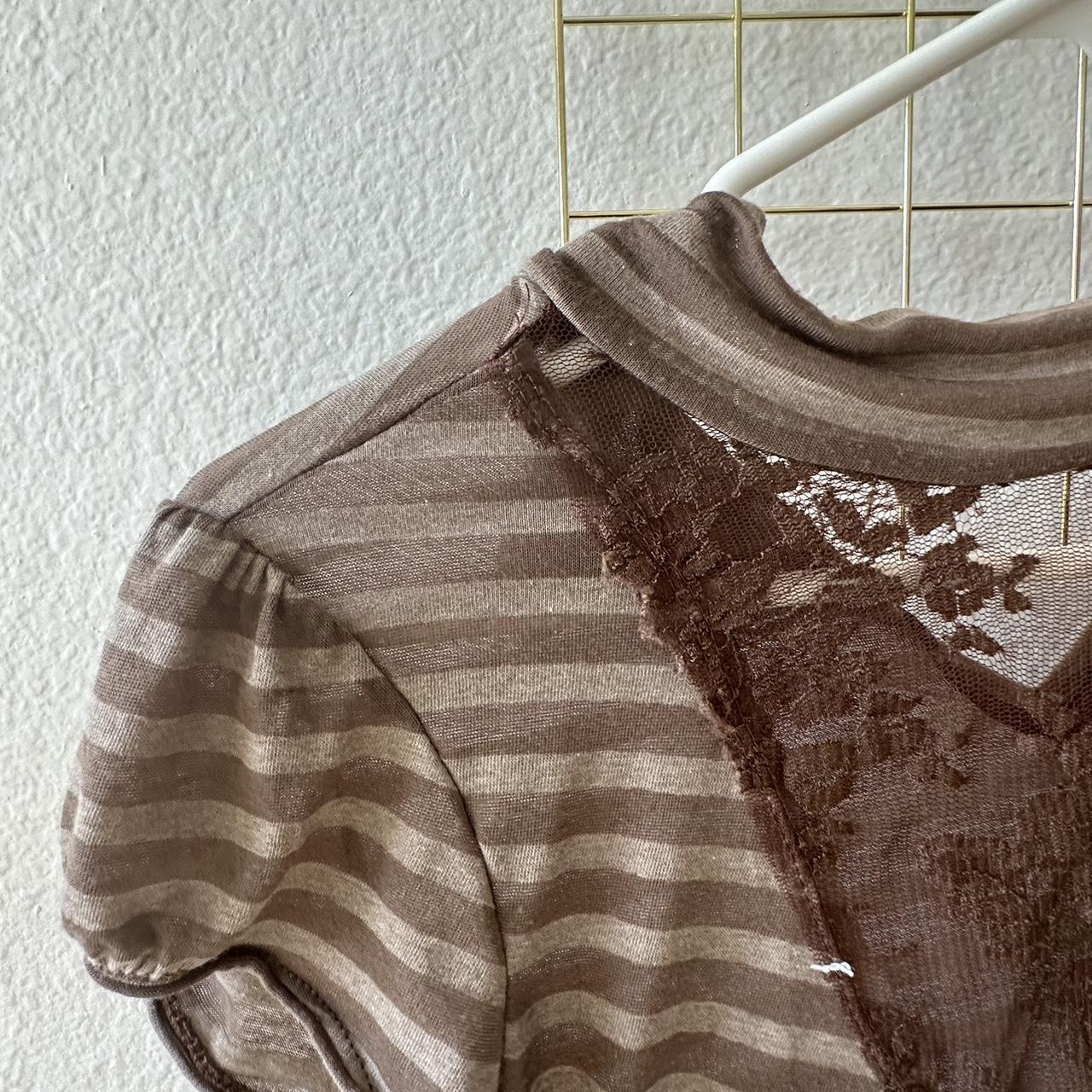 y2k brown puff sleeve top fits like a size... Depop