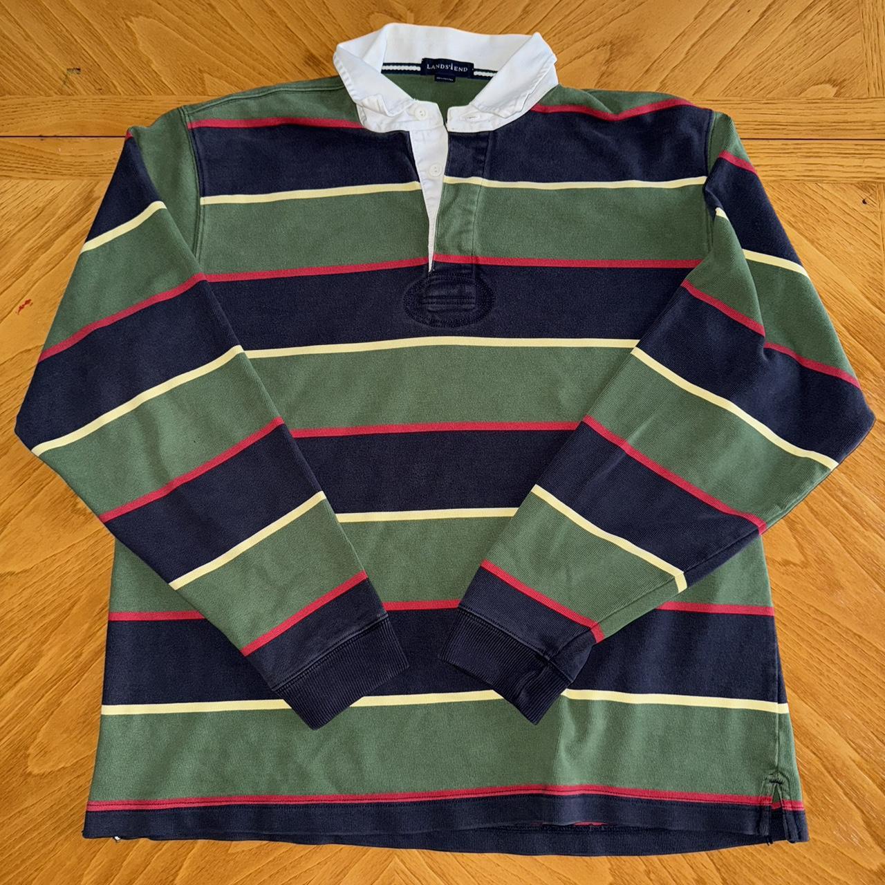 Mens Vintage Lands' End Rugby Shirt Men's Rugby... - Depop