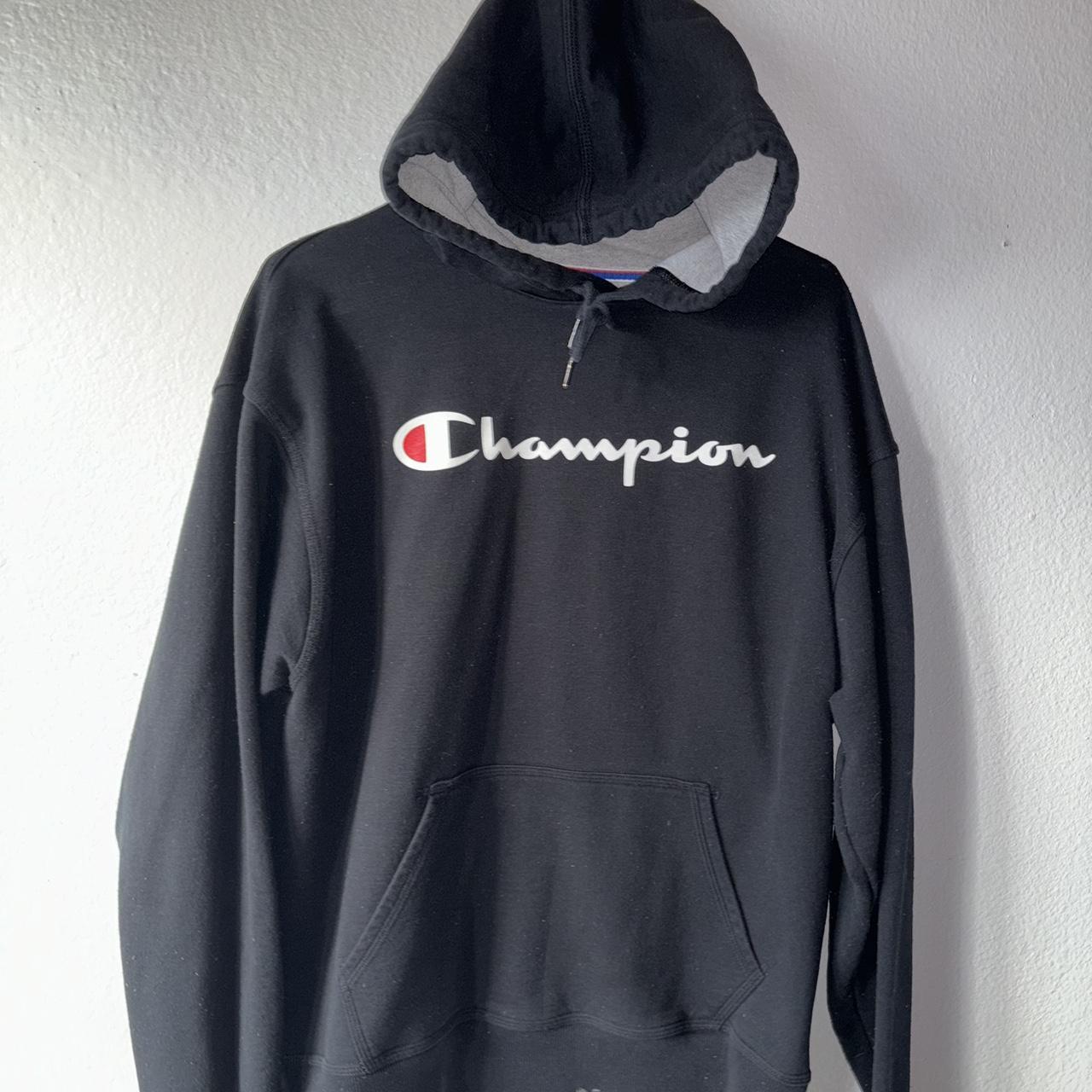 for sale - black champion hoodie size - men’s large... - Depop