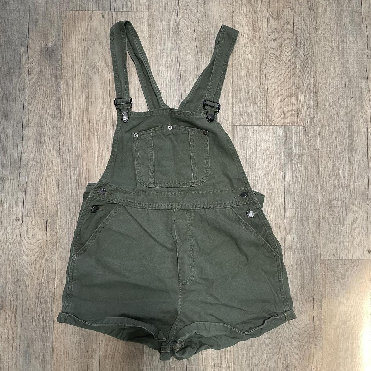 Olive green short overalls best sale