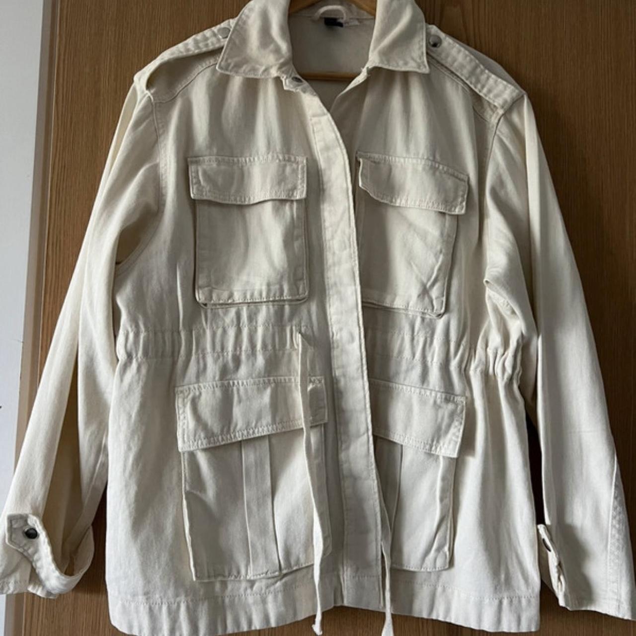 HOT Cotton Twill Cream Utility Jacket H&M Cotton Twill Utility
