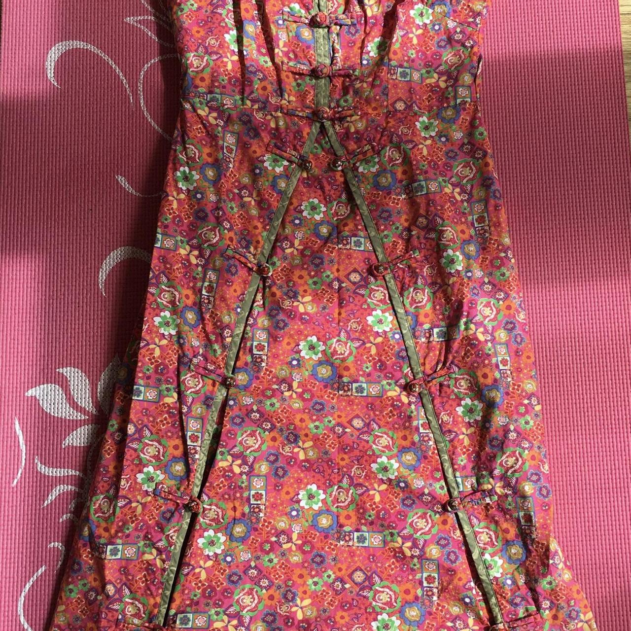 Exotic flowery cotton dress - S / XS Cotton with... - Depop