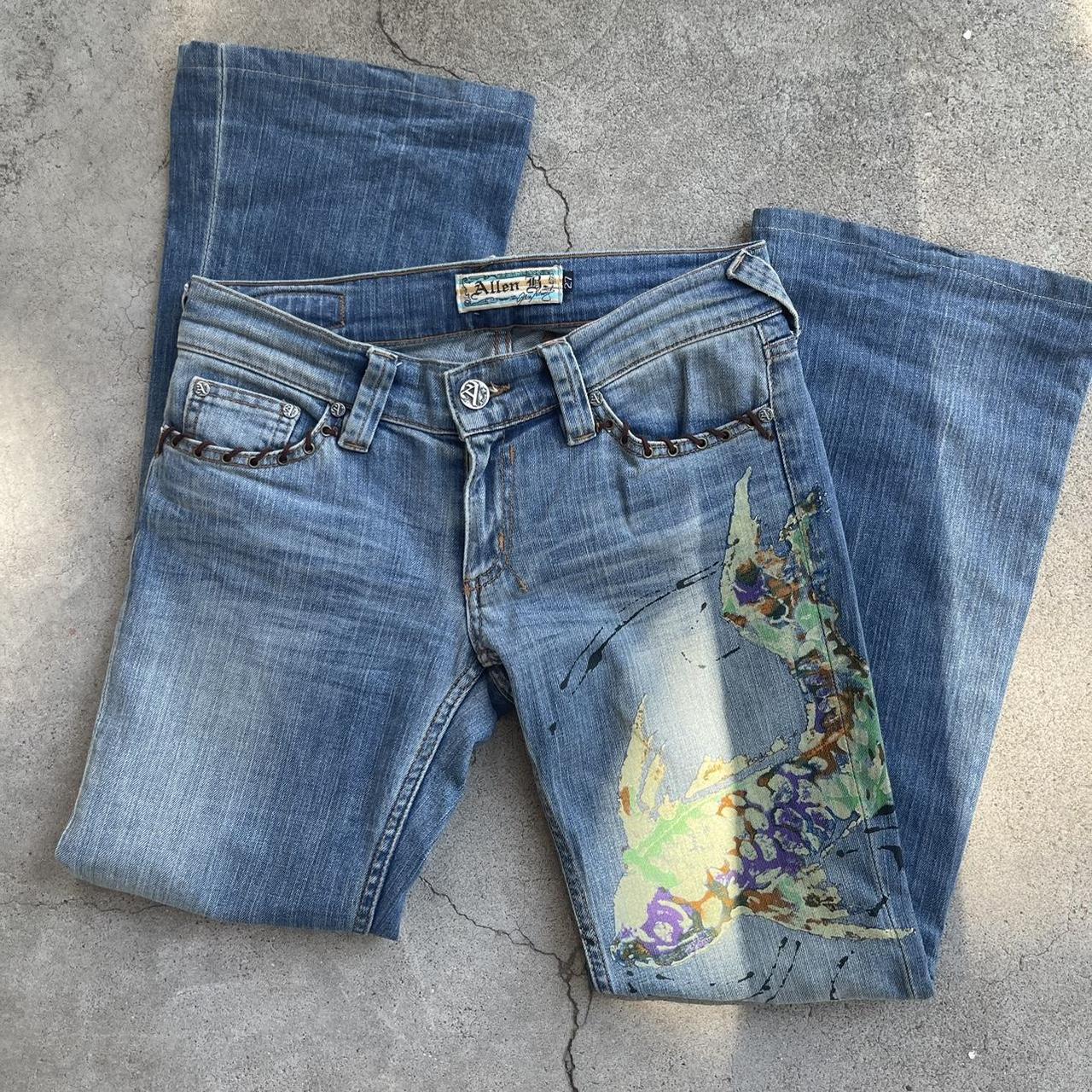 CRAZY y2k low rise koi fish jeans by Allen B. Cute... - Depop