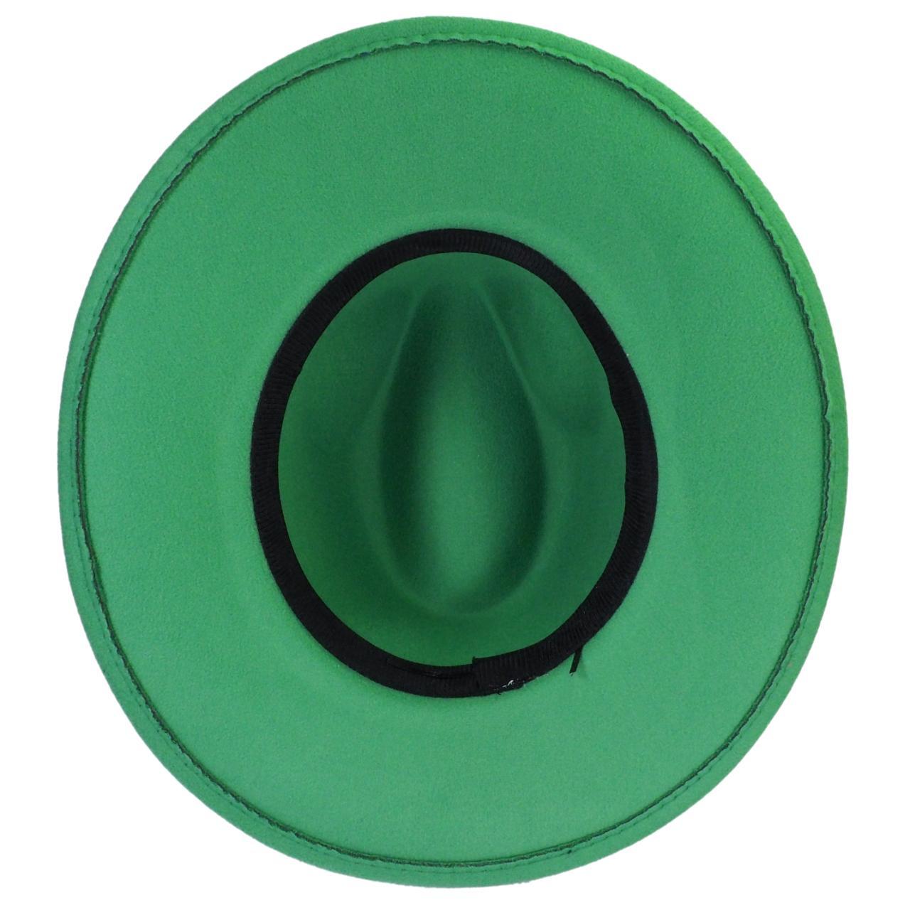 Lime Green Fedora Panama Upturn Wide Brim Cotton... Depop