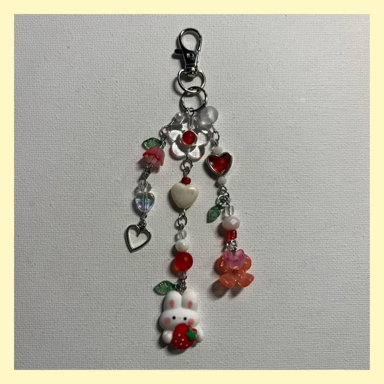 cute strawberry bunny keychain freebies included... - Depop