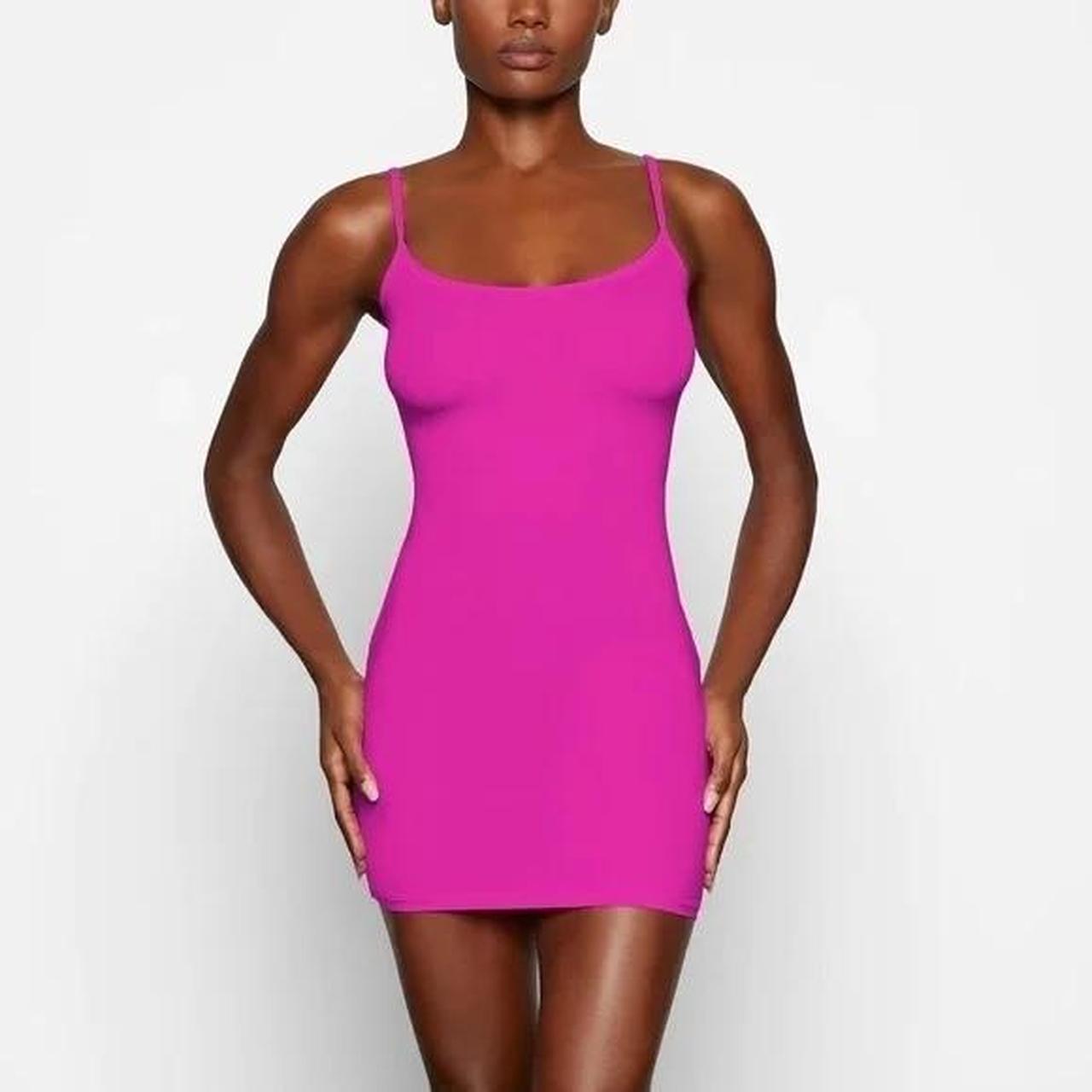 Bright pink slip dress hotsell