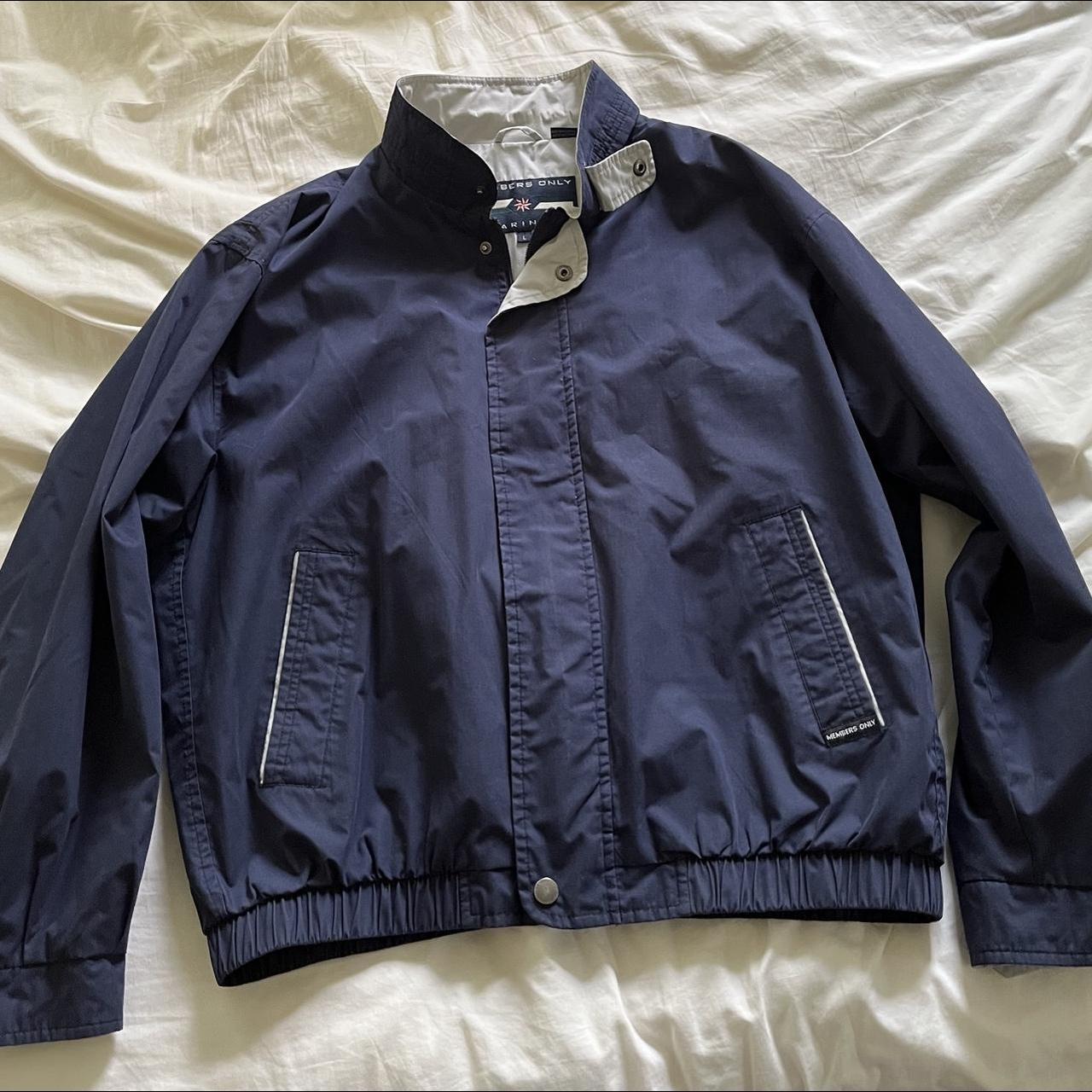 Members Only Men's Navy and White Jacket | Depop