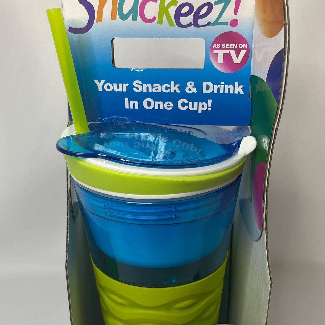 Snackeez 2 In 1 Drink And Snack Cup New In Box As Seen On Tv!! Blue & Green