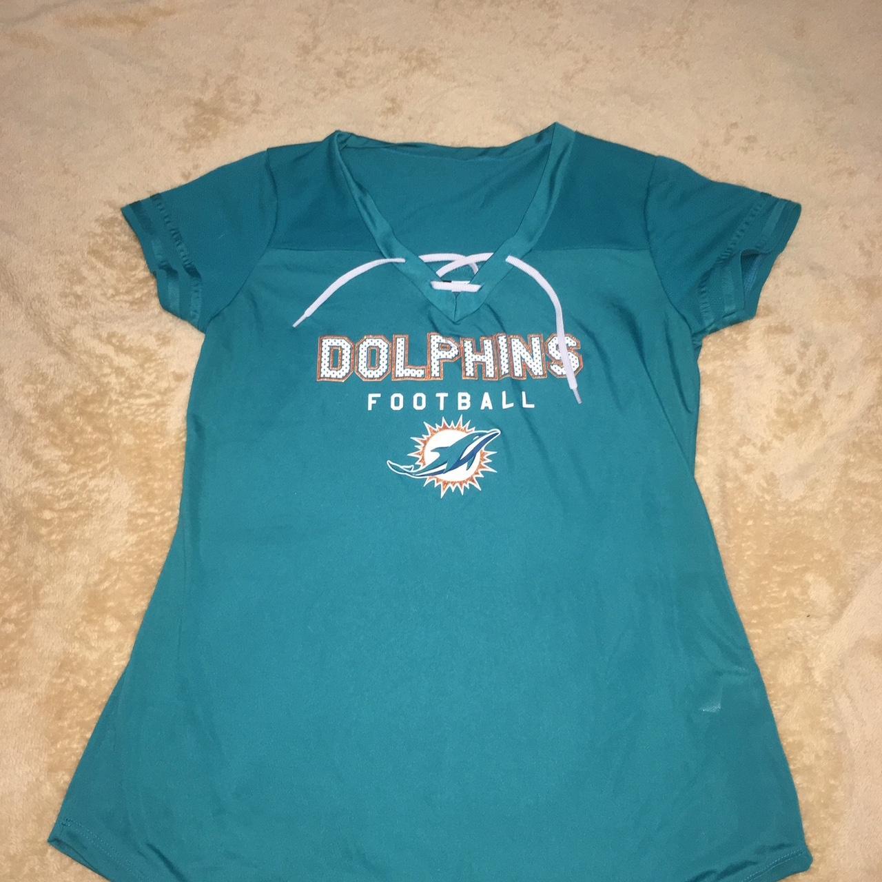 VTG WOMEN'S MIAMI DOLPHINS JERSEY White, green and - Depop