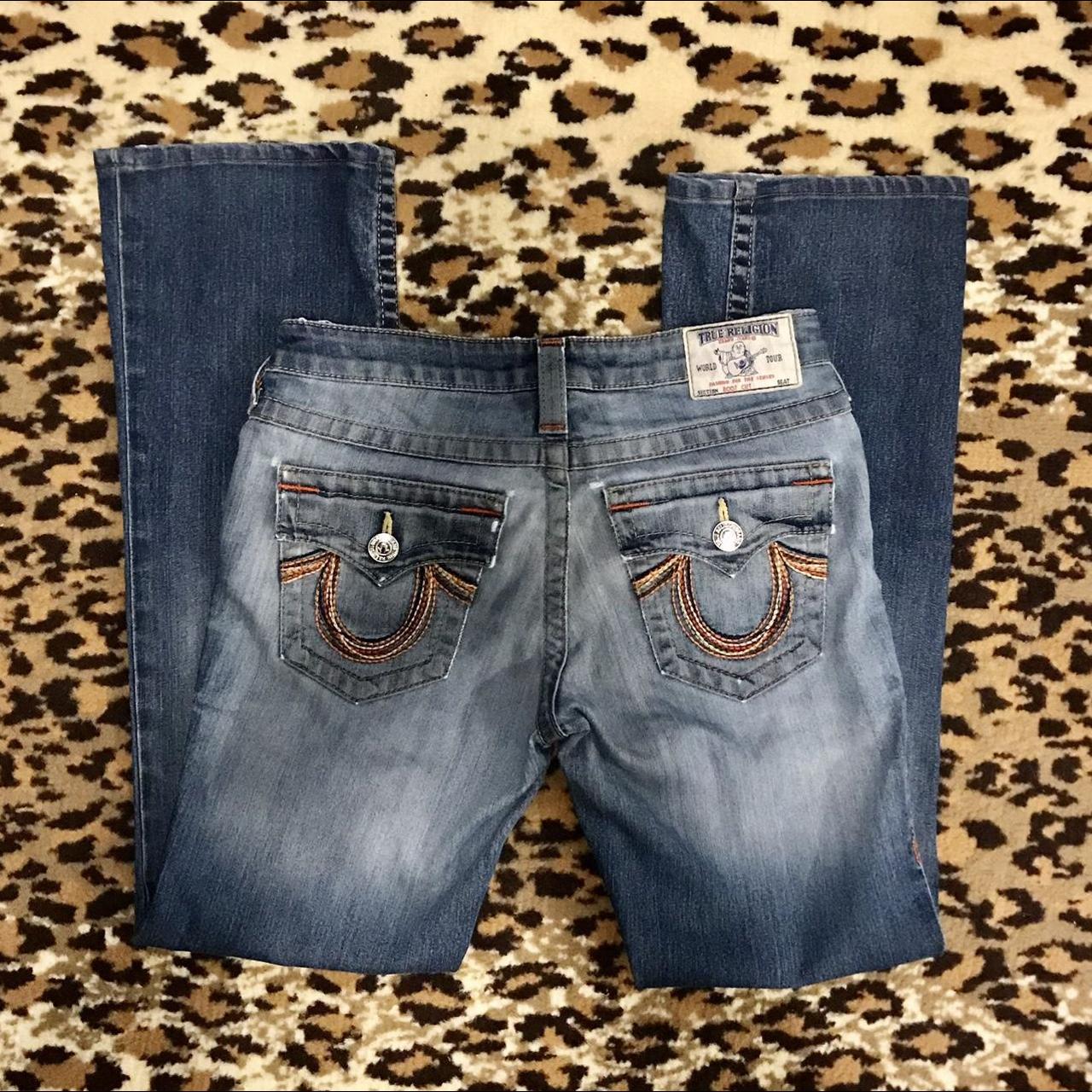 True Religion rainbow jeans size 26 with 29 and a... - Depop