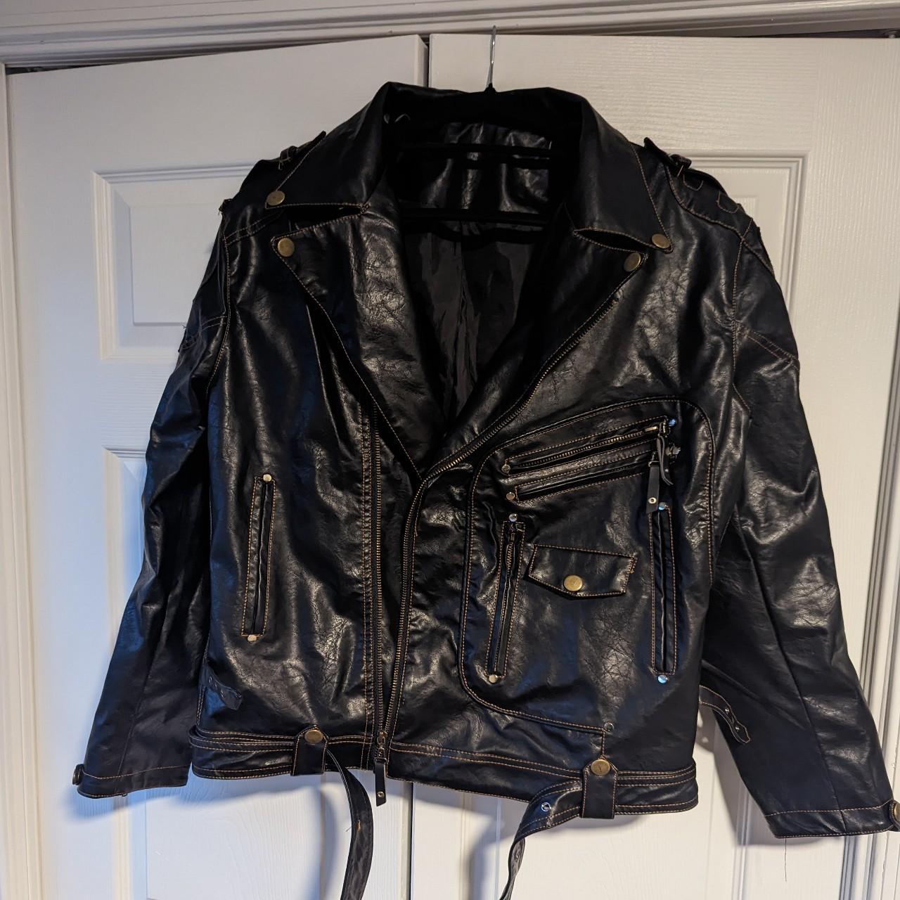 Leather Jacket, no name. Faux leather. Not going to... - Depop