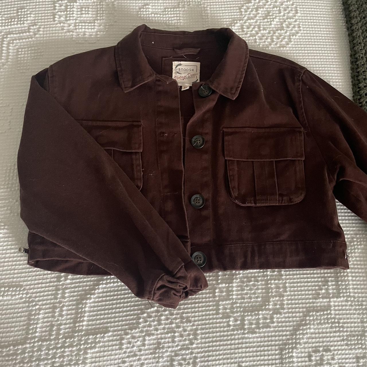 Dark brown jean jacket Size medium but fits more... Depop