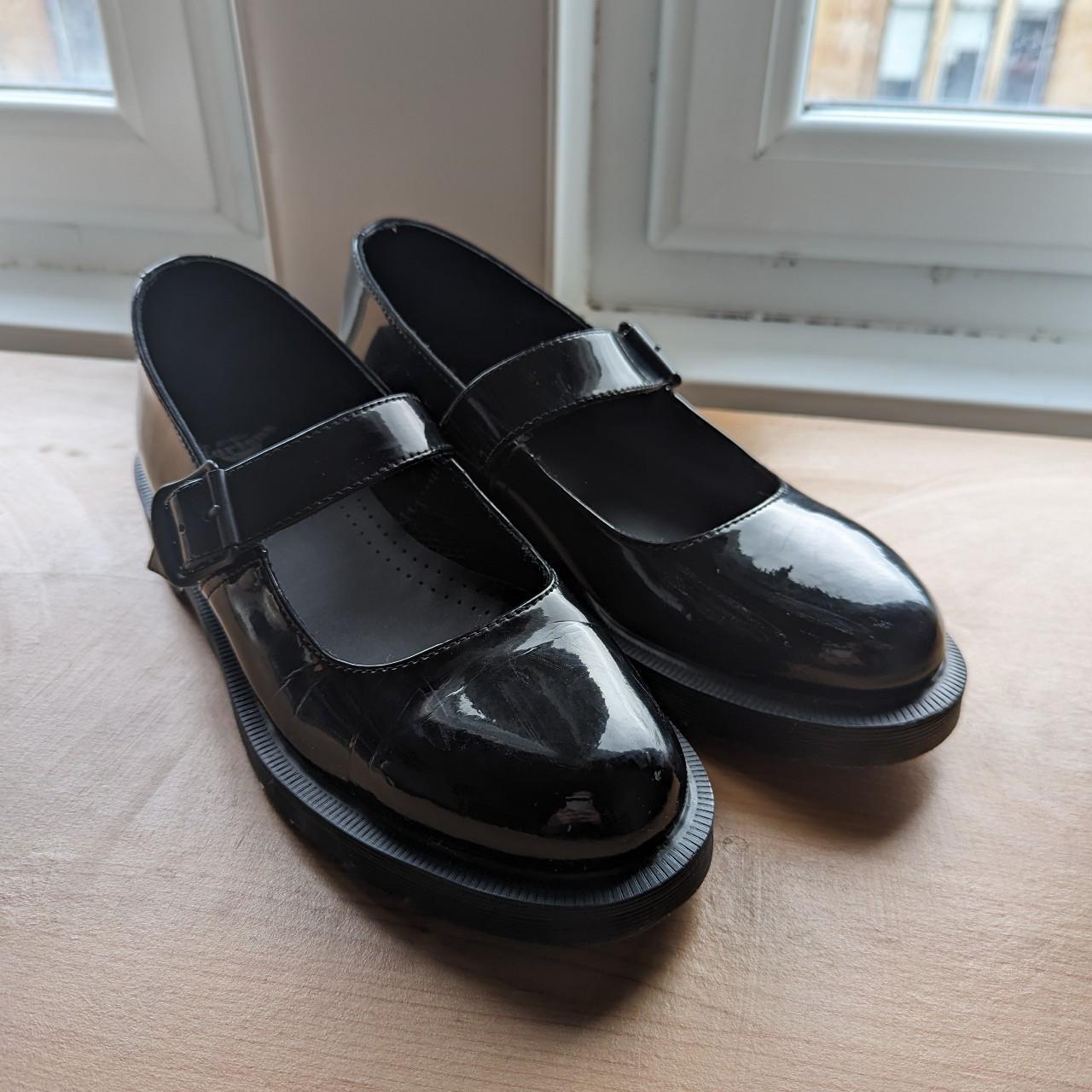 Dr Martens Black Mariel Patent pvc chunky platform... - Depop