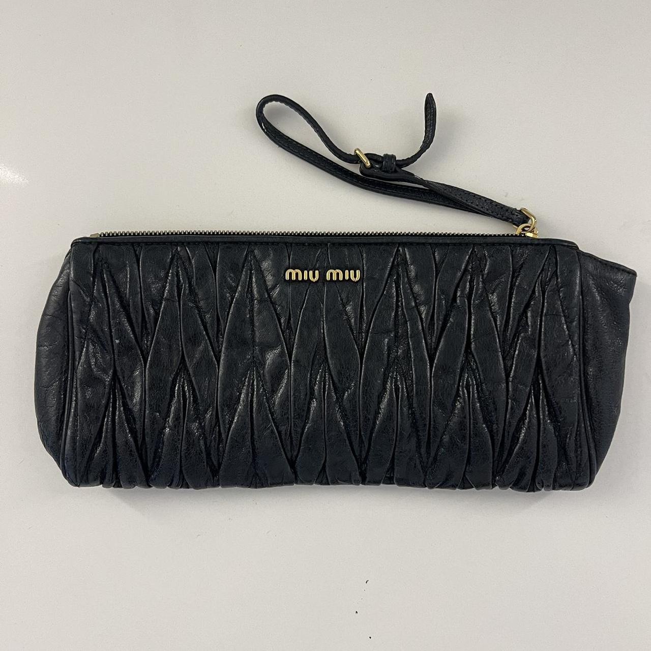 Dark Gray MIU MIU wrist clutch top