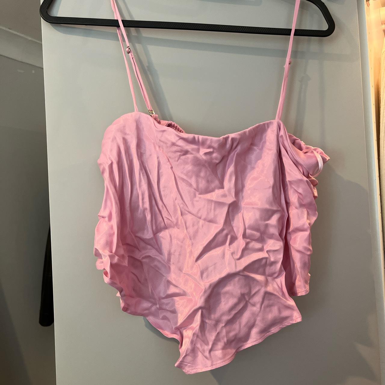 Zara Satin Pink crop top Ties up at back Size XL but... - Depop