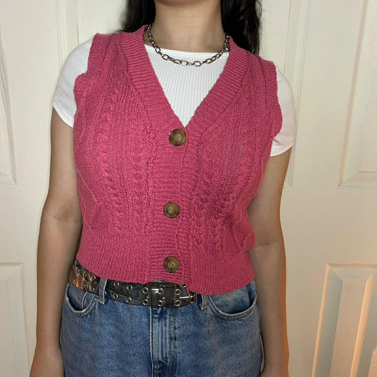 Cute hot pink vest! Perfect with dark blue pants!... - Depop