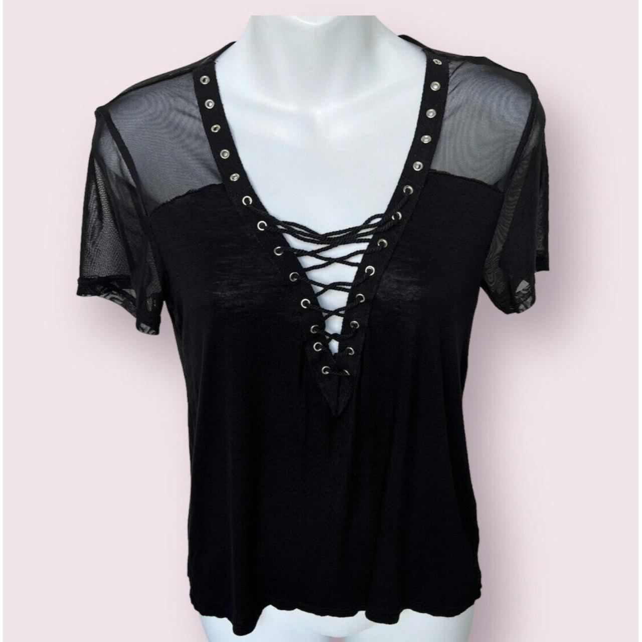 Charlotte Russe Sexy Lace Up Black Shirt Mesh Back And Depop 0740