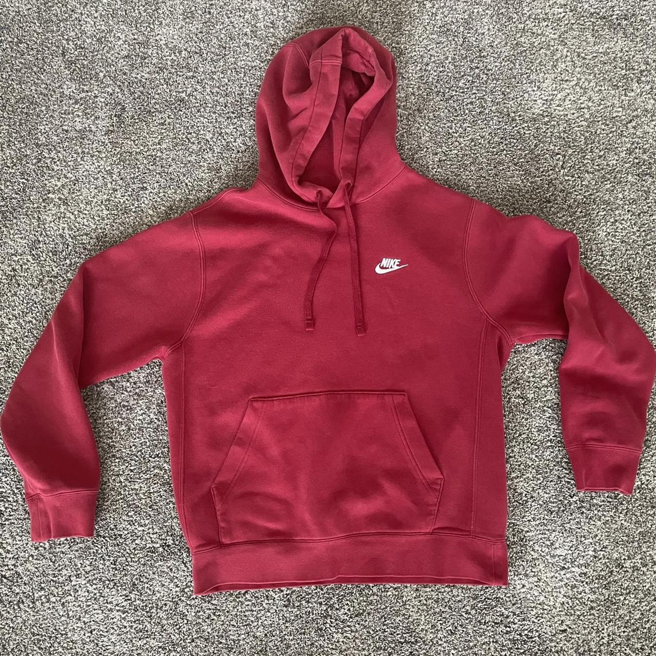 Faded red Nike hoodie DONT BE SCARED TO MAKE A... - Depop